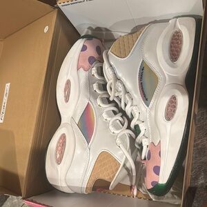 Reebok White Sneakers with Pink and Tan Accents